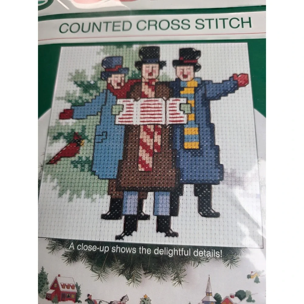 Sunset Dickens Village Tree Skirt Counted Cross Stitch Kit 78017 Vintage 1990